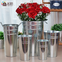 (Mi Yang) Galvanized tin bucket flower bucket pastoral iron bucket flower wedding display props iron Vase decoration