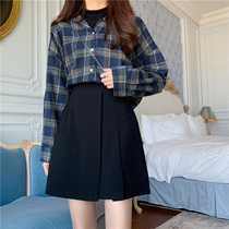 (mercerized cotton) skirt summer 2021 new Hepburn style high waist A word asymmetrical pleated suit trouser skirt