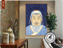 Mongolian fine wool weaving three-dimensional highlights Genghis Khan hanging portrait Mongolian decorative items study tapestry