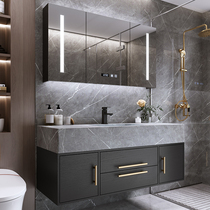 Light luxury Rock board bathroom cabinet combination set hand wash basin simple modern toilet wash table mirror cabinet
