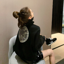 2021 new item oversize sweater womens spring and autumn fashion loose Korean version thickened velvet top long-sleeved tide ins