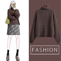 Turtleneck sweater women loose wear autumn and winter 2021 new design sense niche lazy wind high-grade pullover top