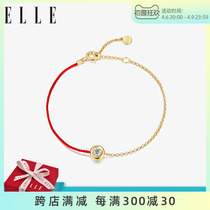 ELLE Mozambique Round Diamond Dial Life Life Transfer Red Rope Pure Silver Coated 18K Gold Light Luxury Precious Gift