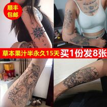 Non-reflective herb tattoo stickers ins Wind juice grass and wood semi-permanent tattoo simulation sticker durable waterproof men and women