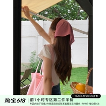 Customized ~ red grid triangle headscarf female summer thin French vintage towel tied tissue tied to tie tissue headdress in