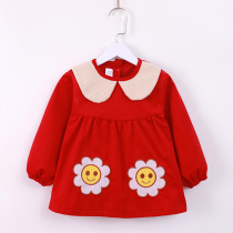 Girl princess dress anti-dressing eating anti-dirty childrens apron baby waterproof bib baby gown long sleeve winter