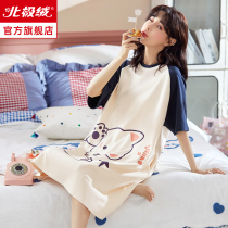Sleeping Skirt Woman Summer Pure Cotton Short Sleeves 2022 New Cute Big Code Loose Thin can be worn outside the home Clothing Pajamas