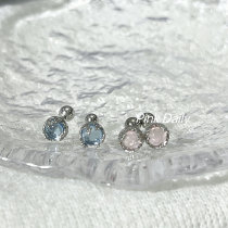 Pink Daily Colored Moonstone Stud Earrings 925 Silver Twisted Screw Ear Bone Stud Sleeping Free Cochlear Stud Earrings