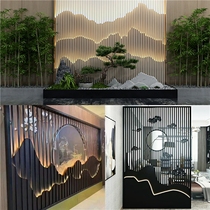 Brushed rose gold stainless steel partition landscape screen outdoor titanium laser rockery black titanium background wall customization
