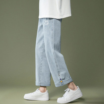 Jeans girl 2021 new summer junior high school high school students spring and autumn straight loose thin wide-leg trousers