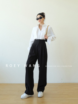 ROEYWANG version type ji zan early spring Korean version ins trendy high waist straight drum Western pants loose and thin casual long pants