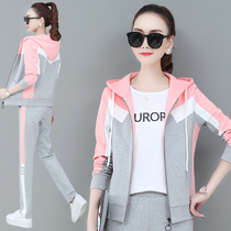 Guochao Li Ning joint far sports suit womens spring money Han version Chaoing relaxation casual clothes with cap long sleeve clothing student