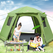 Adventure Camel double-layer automatic 3-4-6-5-8 people hexagonal large tent thickened camping outdoor camping rain