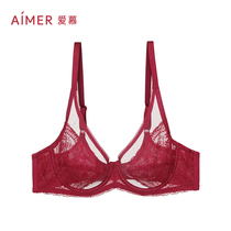 Love underwear female red original year rhythm 4 4 big chest shows small sexy lace thin bra AM137723