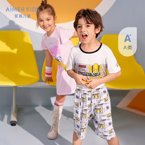 Love children boys and girls pull-over short-sleeved top five points pajama pants seven points pajama pants AK2428931