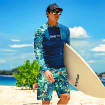 Wetsuit men quick-drying jellyfish suit surfing snorkeling long sleeve swimsuit split swimming trunks sunscreen warm fitness set