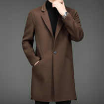 2021 new double-sided cashmere coat mens business trench coat long woolen woolen autumn winter coat suit collar