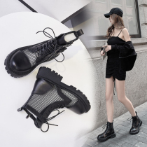 Martin boots summer thin female 2021 new all-match leather short boots breathable mesh boots female hollow mesh boots