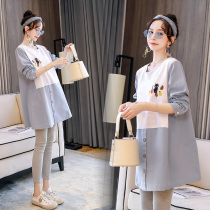 Pregnant womens coat autumn suit fashion dress long sleeve T-shirt autumn maternity dress spring and autumn dress