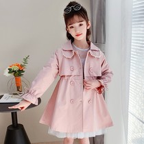 Next win Girls windbreaker coat 2021 spring and autumn foreign style sweet little girl medium long top childrens coat