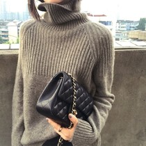 Turtleneck sweater women 2021 autumn and winter Korean version of lazy wind loose thin pullover pile pile collar thick bottoming sweater