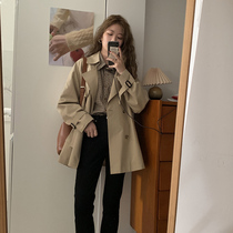Khaki windbreaker womens 2021 autumn new loose thin wild British style small coat coat