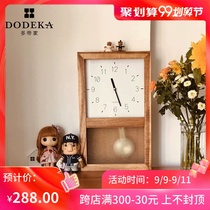 Dovers home Japanese retro solid wood clock wall clock living room home Nordic clock wall decoration table time pendulum clock