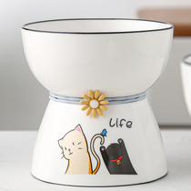 Cat bowl ceramic anti-knock high feet drinking water bowl cute kitten Pet Bowl dog bowl protection cervical food bowl cat food bowl