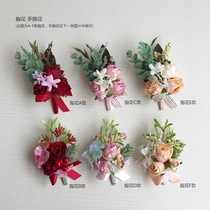 European style retro wedding ceremony bridegroom bride corsage simulation small tea rose creative wedding celebration business flower Flower non-flowers