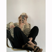 NSS COLLECTION upper body giant nice 70s retro high JI knit shirt lazy Polo striped sweater