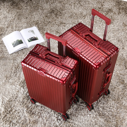 Leather luggage trolley case Female Bride wedding dowry box red luggage wedding dowry password box boarding suitcase