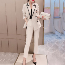  High-end socialite temperament light mature professional suit 2021 spring new goddess fan suit two-piece Western style fashion