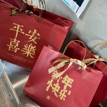 Festive gift bag holiday bag Red welcome New Year tote bag safe happy happy packaging bag gift bag