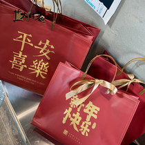 Festive gift bag holiday bag Red welcome New Year tote bag safe happy happy packaging bag gift bag