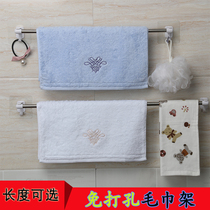 Toilet towel rack non-perforated suction type strong paste bathroom kitchen towel hanging stainless steel single rod