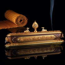 Tibetan Buddhism Eight Treasures Lion Ears Double Deer Falun Pure Copper Cushion incense burner Tibetan incense burner for Buddha incense burner
