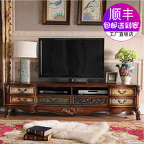 American retro solid wood do old TV cabinet coffee table combination set small apartment home living room TV cabinet
