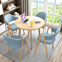 Simple reception negotiation table chair set one table four chairs sales office milk tea shop office leisure small round table table
