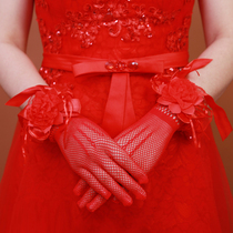 Bride gloves lace red white wedding gloves short long wedding satin wedding glove women