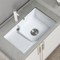  Embedded ceramic laundry basin Under the counter basin with washboard sink Balcony laundry sink Square deepened large sink tank