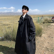 German trench trench coat male design sense senior civil servant long coat dark line Balmaken coat autumn