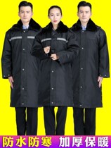 Security coat mens winter cotton coat thickened cotton padded jacket with long and versatile anti-cold working clothes winter clothing cotton clothes 