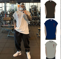 Tide brand mens vest muscle dog basketball running training fitness clothes waistcoat shoulder loose wide shoulder sports sleeveless T-shirt