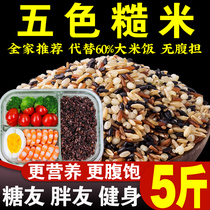 Five-color brown rice new rice 5kg fitness fat reduction brown rice coarse grain grain rice three-color brown rice substitute food staple light food