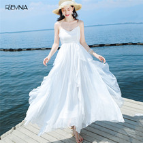 Rsemnia Bali seaside holiday beach dress white super fairy suspender dress chiffon dress foreign style dress