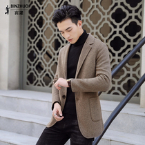 Woolen coat mens cashmere jacket short double-sided suit Korean version of youth wool Nizi windbreaker autumn and winter