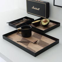 ins style jewelry storage plate Nordic desktop storage box model room tray porch key plate wood grain disarray
