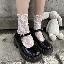  Night learning room lace mid-tube socks White socks womens summer thin jk stockings Japanese cute socks