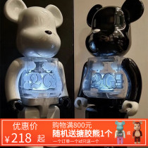 Violent bear building block bear bearbrick 2G chrome black and white silver shiny hand-made ornaments joint movable