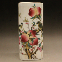 Ju Rentang pastel peach pattern square high Pen Holder antique porcelain antique ornaments antique old porcelain